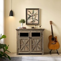 Gray Wash 2-Door Buffet Sideboard Cabinet | Bar Wine Storage &amp; Coffee Table - $2,744.92 MXN