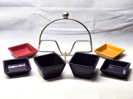 Pampered Chef Simple Additions 6-Piece Snack Serving Set Bowls With Rack Retired - $26.71