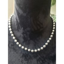 Vintage Natural Hematite Lentil Beads Strand Necklace - £18.35 GBP