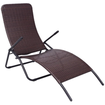 Outdoor Garden Patio Folding Poly Rattan Sun Lounger Bed Deck Chair Foldable - £81.67 GBP