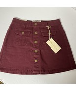 NEW! Altar&#39;d State Burnt Red Stretch Button Up Mini Skirt Womens Small $... - $248.89 MXN
