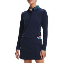 Under Armour Womens L Zinger Long Sleeve Golf Polo UA Navy 1366351-410 - £28.73 GBP