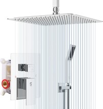 Ceiling Mount Bathroom Luxury Rain Mixer Shower Combo Set Rainfall Shower Head - £197.10 GBP