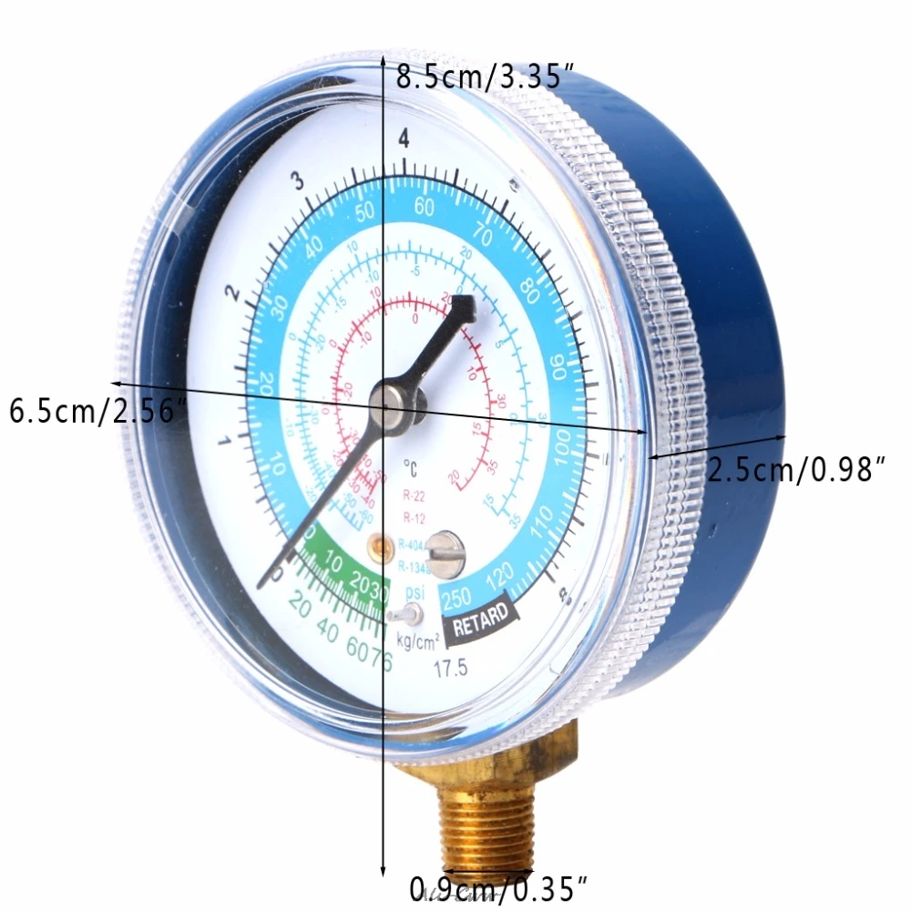 New air conditioner r410a r134a r22 refrigerant low pressure gauge psi kpa blue thumb200