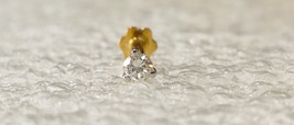 18k Oro 0.12ct Diamante Auténtico VVS F-G Nariz Labios Piercing Rosca Tuerca Aro - £283.82 GBP