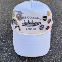 USS Colonial LSD 18 US Navy White Snapback Trucker Hat w. 12 Collector Pins - £30.63 GBP