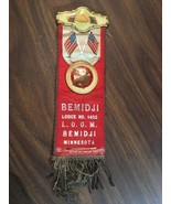 Antique RARE LOOM Loyal Order Moose Lodge 1452 Large Ribbon Pin Bemidji ... - €60,97 EUR