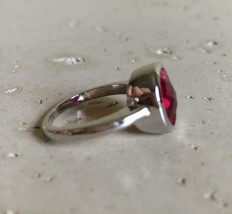 Rot Edelstein Facettiert Ring- Solitaire Statement Pink Stone Minimalist Ring - £40.71 GBP