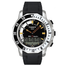 Tissot Men&#39;s Sea-Touch Black Dial Watch - T0264201728100 - £423.32 GBP