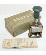 Vintage Archer 98L268 Auto 6 Wheel 7 Action Numbering Machine Stamp ~ In... - $41.11 CAD