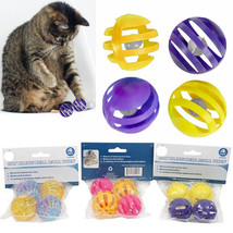 8 Pc Plastic Bell Balls Cat Toys Kitten Puppy Chase Round Play Rattle Co... - $18.99