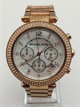 Michael Kors MK5491 Parker Women&#39;s Rose Gold Stainless Chrono Watch + Gi... - $134.69