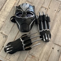 Mask Black Panther Disguise Black/Silver Mask W/ Claws Halloween Costume Adult - £35.60 GBP