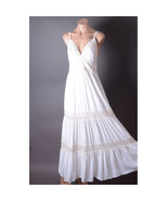 White Boho Bohemian Victorian Crochet Spaghetti Strap Beach Pockets Maxi... - $123.42 CAD