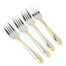 Hampton Silversmiths Abigail Stainless Salad Fork Gold Accent Tip Flatware Set 4 - $23.75
