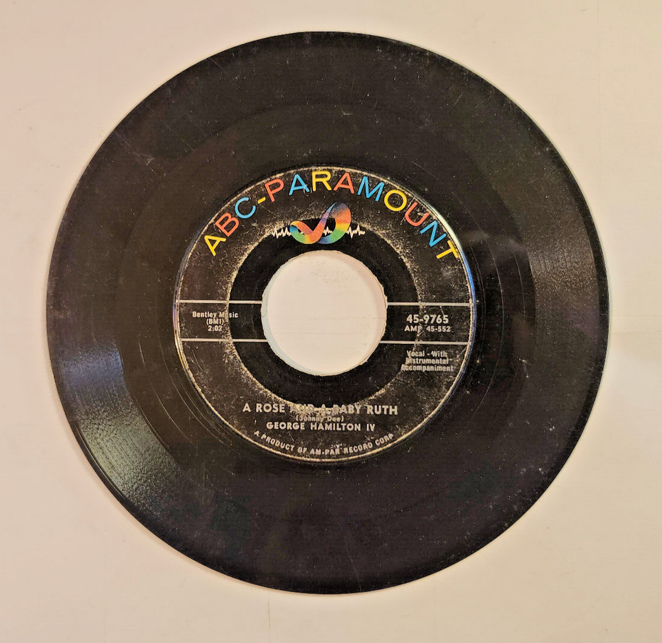 George Hamilton IV A Rose And A Baby Ruth 7&quot; Vinyl Record 1956 ABC 9765 ... - $0.98