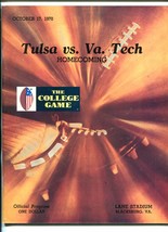 Tulsa Vs. Virginia TECH-10/17/1970-COLLEGE Football PROGRAM-LANE Stadium fn/vf - £70.78 GBP