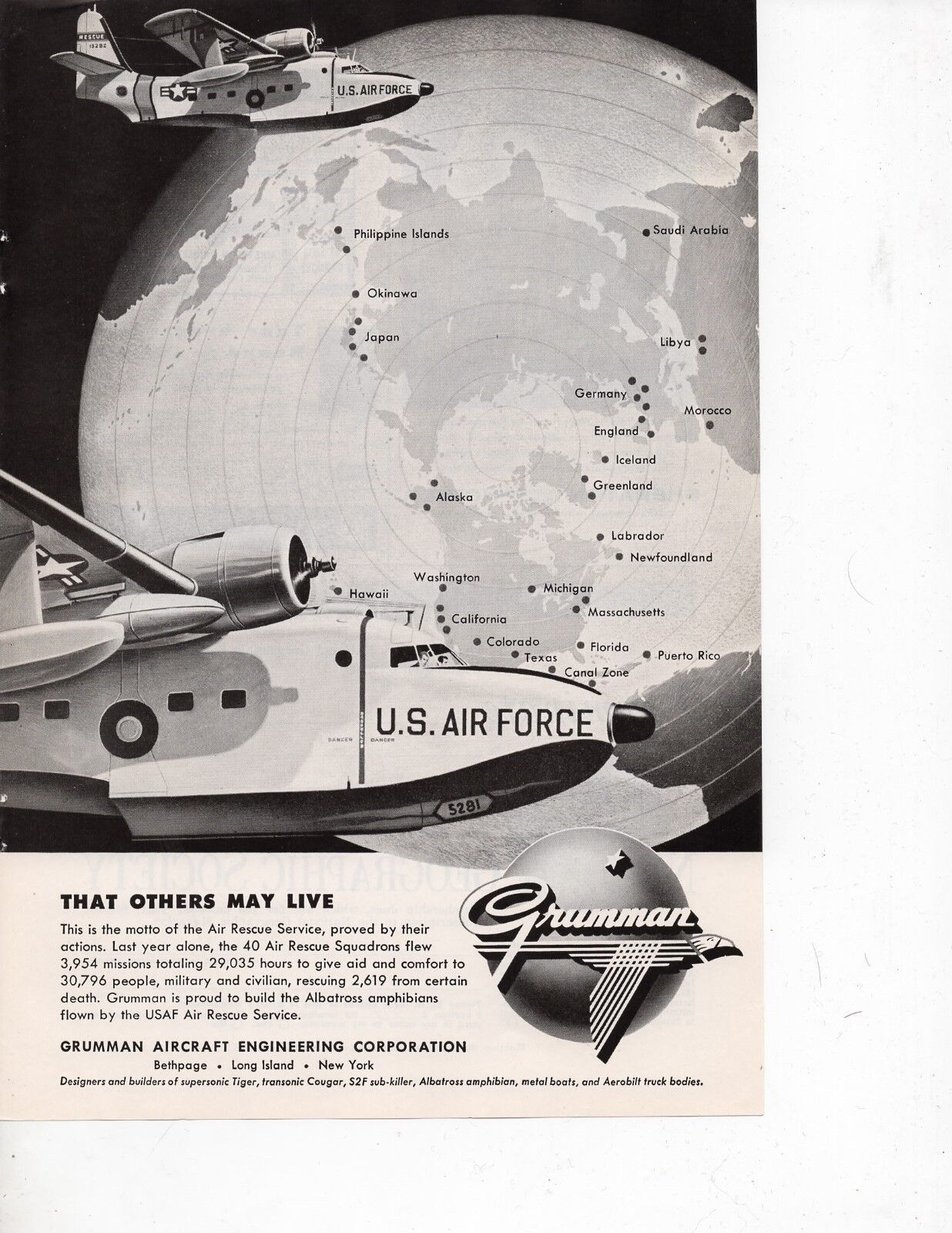 Grumman Aircraft Company vintage Print Ad 1957  - $6.79