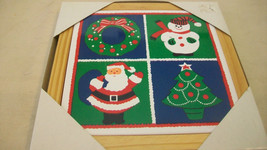 Decorated Ceramic Tile Trivet, Christmas Tree, Santa, Snowman &amp; Wreath - £23.60 GBP