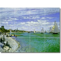 Claude Monet Waterfront Painting Ceramic Tile Mural BTZ06172 - £90.17 GBP+