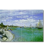 Claude Monet Waterfront Painting Ceramic Tile Mural BTZ06172 - $120.00+