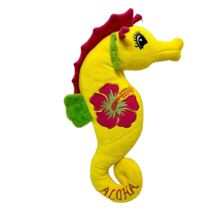 SOCO Aloha Animals Plush Seahorse Pink Yellow Green Stuffed Animal 12&quot; Lovey - £8.31 GBP