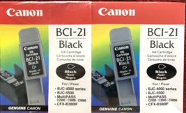 2 PC BCI-21 BLACK INK CARTRIDGE LOT CANON OEM GENUINE - $4.83