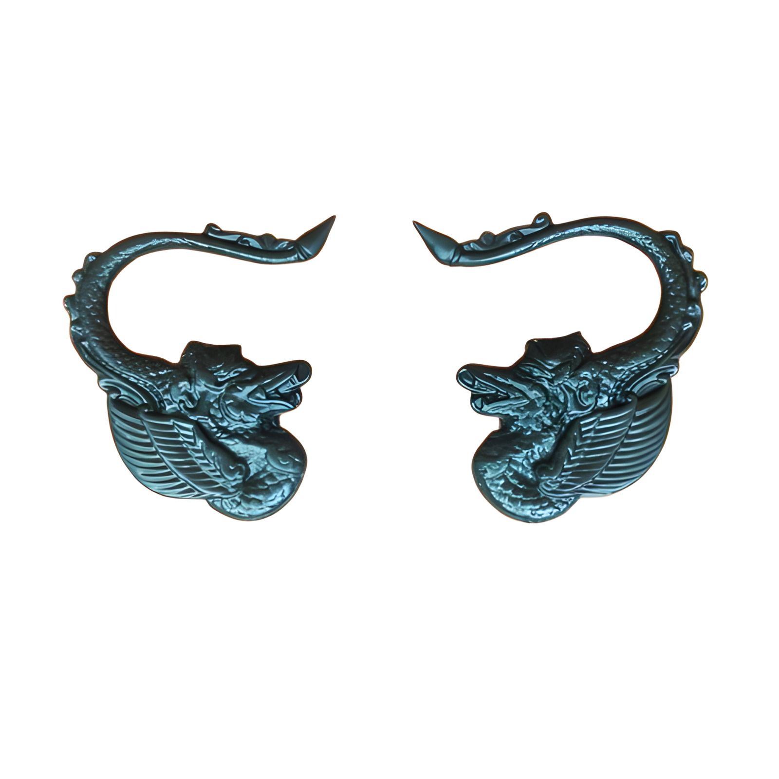 1 Pair Dragon Aluminum Door Pull and Knobs, Vintage Old Style Door Handle - $97.00