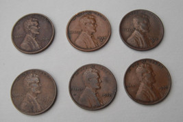 Lincoln  Cents--6 different..1929 to 1933......around Fine grade--A - £7.12 GBP