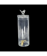 Clear Glass Bird-Topped Beverage Dispenser with Brass Spigot, 15” Tall -... - $33.66