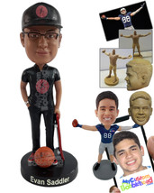 Personalized Bobblehead Roller skater basketball fan dude wearing nice polo shir - £72.72 GBP
