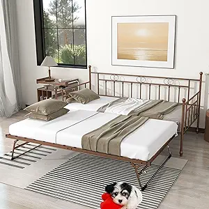 Twin Daybed With Trundle Bed,Day Bed With Trundle Bed Twin Pop Up,Steel ... - $481.99