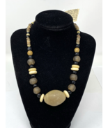 Artisan Made "Naturata" Cow Horn Camel Bone Beaded Necklace 18" NWT - $66.49