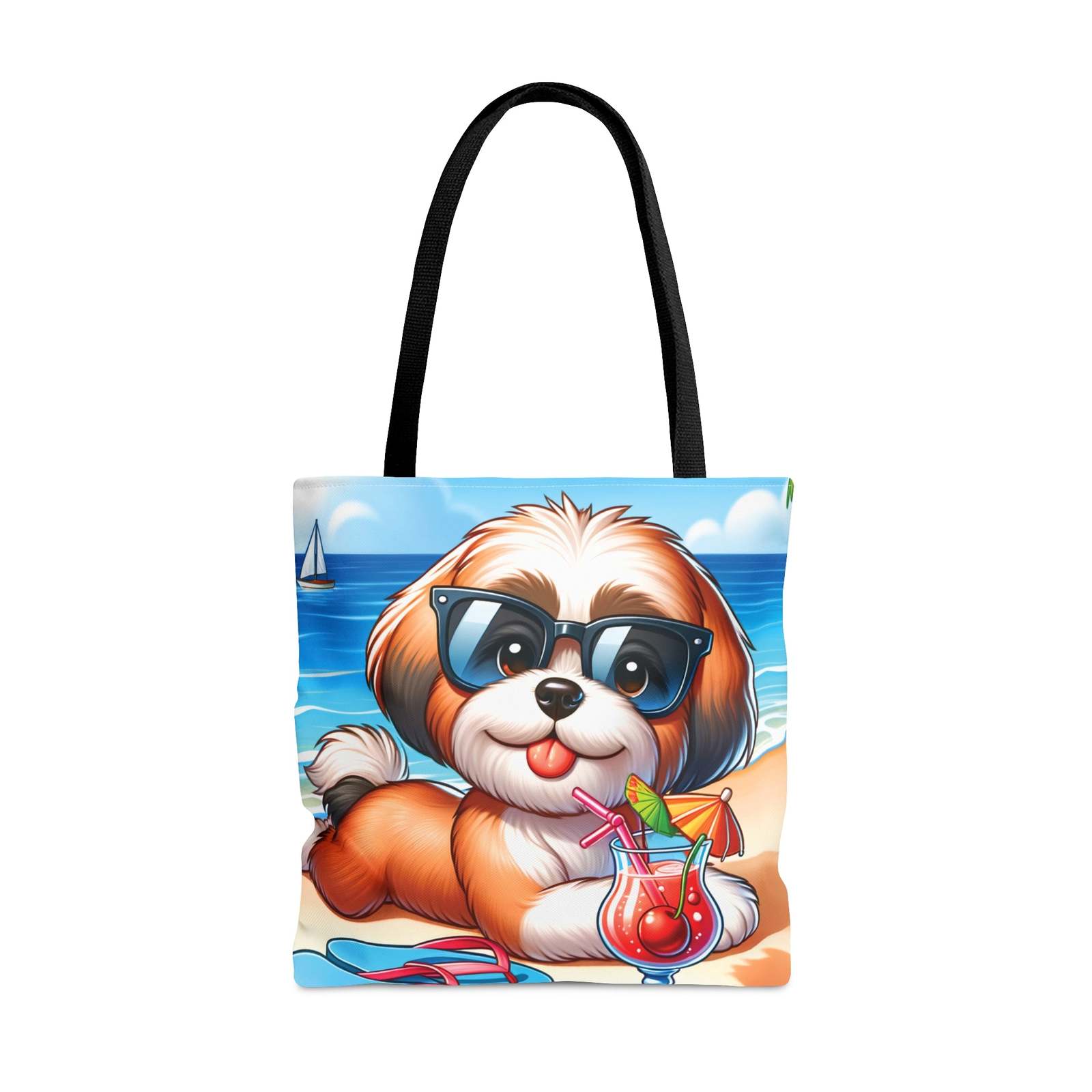 Primary image for Tote Bag, Dog on Beach, Lhasa Apso, Tote bag, 3 Sizes Available, awd-1220