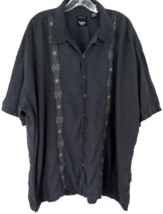 Y2K Haggar Linen Button Up Shirt Mens 3XLT Dark Gray Big and Tall Sopranos - $19.75