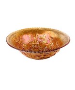 Imperial Amber / Marigold Clear Base Open Rose, Carnival Glass Bowl 10 i... - $72.26