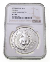 2003 Chine S10Y Argent Panda Givré Bambou NGC MS69 1 OZ - $318.16