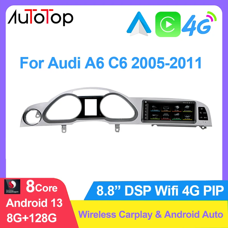 Autotop 8.8&quot; Android 12 System Car Radio For Audi A6 C6 2005-2012 MMI 2G... - £397.45 GBP+
