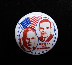 VTG Dewey &amp; Warren Reprod. Pin 1 1/8" U.S. President Campaign 1980 - $8.00
