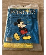 Vintage Disney Adult Poncho Waterproof Vinyl Yellow Mickey Mouse Sealed - $15.00