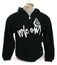 Volcom Black Zip Front Signature Hooded Sweatshirt Hoodie Youth Boy&#39;s L NWT - £40.88 GBP