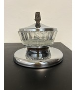 MCM Pedestal Kromex Covered Glass (Candy) Dish Metal Lid Vtg Mint Condition - $28.47 CAD