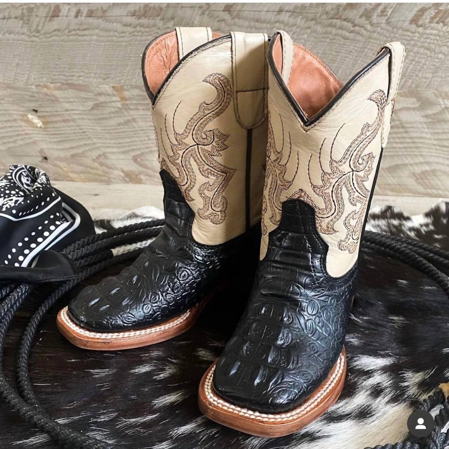 Tanner Mark kids boy&#39;s caiman hornback print boots size 13 - $57.42