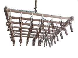 49 CLOTHES PIN LAUNDRY DRYING RACK - Amish Handmade Clothes Hanger USA - £76.06 GBP
