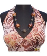 Cache Earthtone Silk Metallic Lined Halter Top New Built In Bra Lined NW... - $70.02 CAD