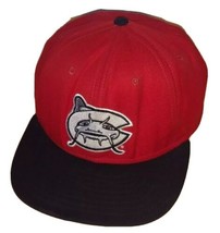 Vintage Carolina Mudcats Snapback Red Black Baseball Hat Worm Can USA Made M/L - £15.56 GBP