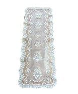 Table Runner Dresser Scarf Lace Hearts Vintage 38 x 14.5 inches  - $28.01