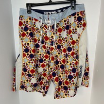 KIRRA Men&#39;s Colorful Dots  Surf Beach Board Shorts 34x10 Red White Blue ... - $14.13