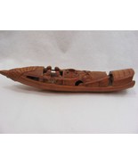 Vintage Antique Chinese Hand Carved Wood Bamboo River Boat Figurine - £68.58 GBP