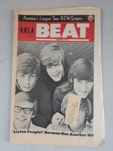 KRLA BEAT NEWSPAPER VOL 1 No 51 March 5, 1966-&quot;Listen People!&quot; Herman&#39;s ... - $19.55